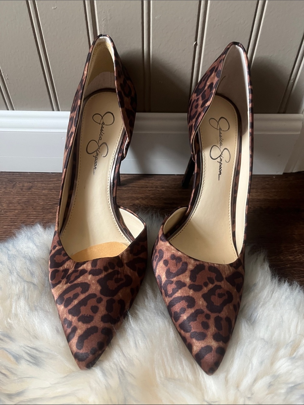 Gently used Jessica Simpson Leopard Print Pointed Toe Pumps - Brown/Black